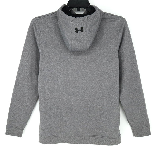 Under Armour Hoodie Sweatshirt Medium Mens Gray Coldgear Pullover Pouch Pocket - Picture 2 of 10